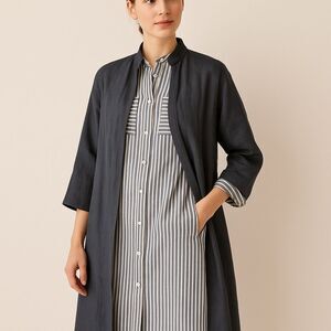 Eileen Fisher Mandarin Collar Silk Linen Jacket